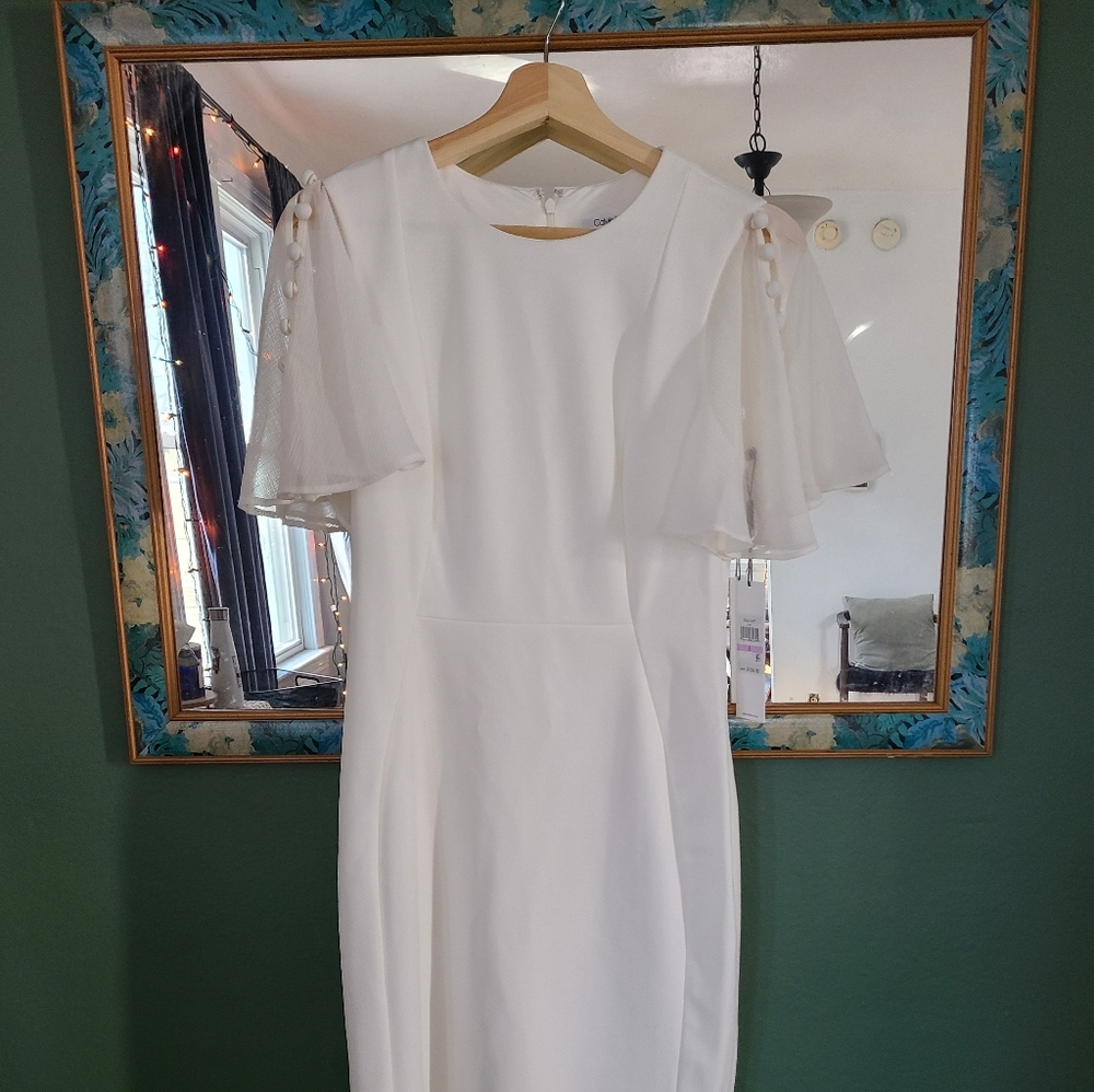 Calvin Klein Knee Length White Dress